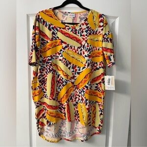 Lularoe Irma hot dog print women’s top size XS